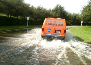 Disaster Restoration Vehicle Going To Job Site